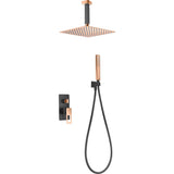 IMEX BDES37-6NOR ESTOCOLMO Conjunto de Ducha Empotrado Monomando Negro Oro Rosa
