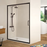 KASSANDRA BL102 BEL-LA Mampara Frontal Ducha 1F+1C Negro Mate Transparente