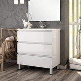 BATHME MADISON TOP Mueble de Baño con Lavabo 3 Cajones Blanco Brillo