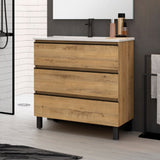 BATHME MADISON TOP Mueble de Baño con Lavabo 3 Cajones Roble Ostippo
