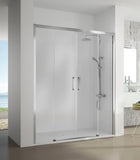 KASSANDRA CU100 S400 Mampara Frontal de Ducha 2 Fijos 2 Puertas Correderas Plata Transparente