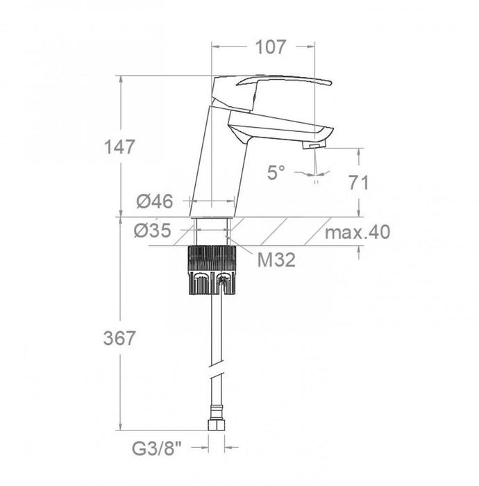 RAMONSOLER 570121NM NEW FLY Grifo Monomando Lavabo Inclinado Negro Mate