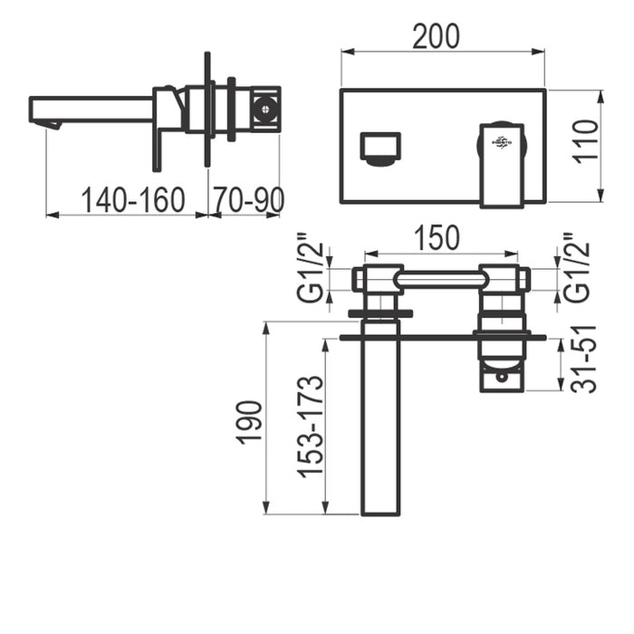 PRESTO 5345600 Nitro Plus lavabo mural Cromo
