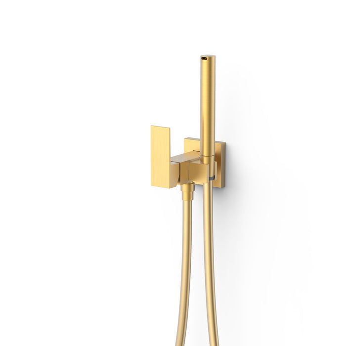 TRES 00612301OM CUADRO Grifo Monomando Empotrado con Ducha para Inodoro Color Oro Mate 24K