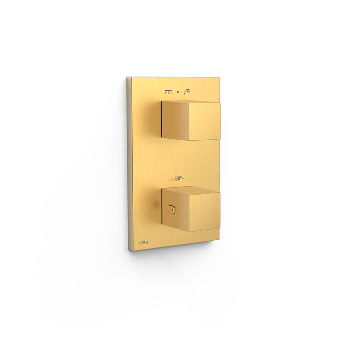 TRES 00625001OM THERM-BOX Pieza Vista para Caja Empotrada de 2 Vías Color Oro Mate 24K