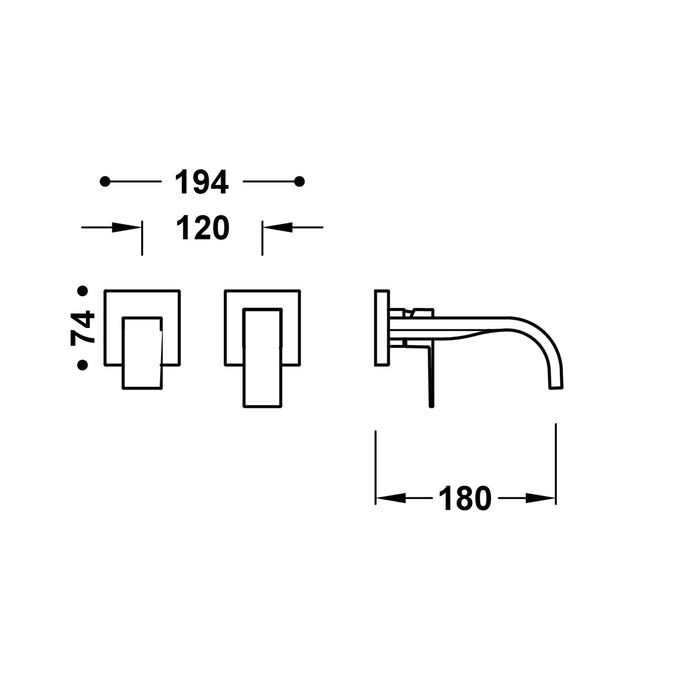 TRES 00630021OM CUADRO Pieza Vista para Cuerpo Empotrado De Lavabo Color Oro Mate 24K