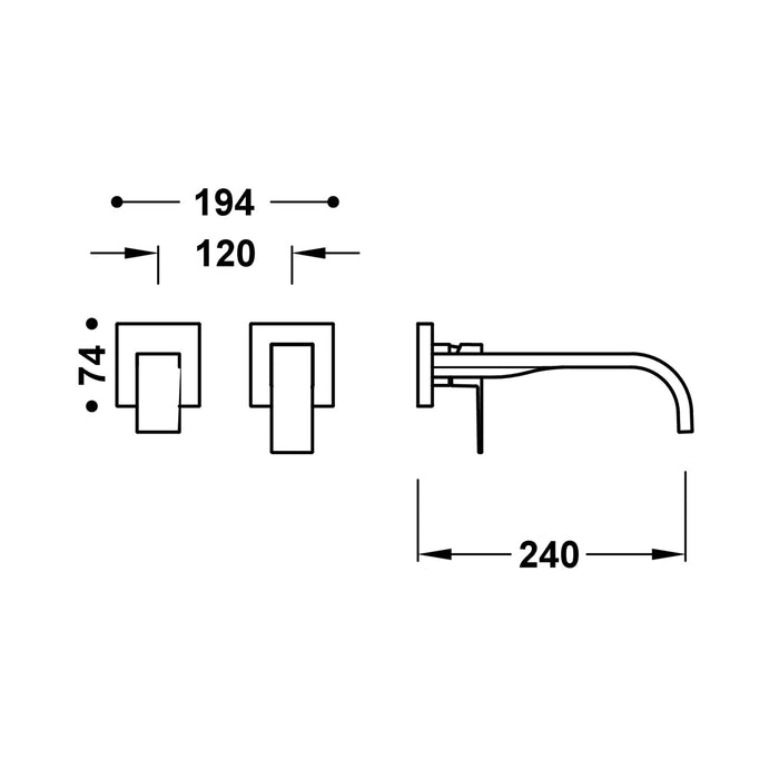 TRES 00630022NM CUADRO Pieza Vista para Cuerpo Empotrado De Lavabo Color Negro Mate