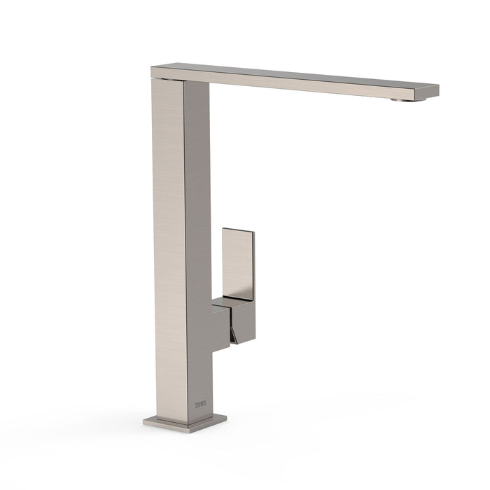 TRES 00648501AC CUADRO Grifo Monomando Caño Alto con Maneta Lateral para Lavabo Color Acero