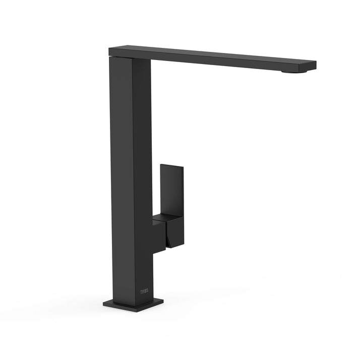 TRES 00648501NM CUADRO Grifo Monomando Caño Alto con Maneta Lateral para Lavabo Color Negro Mate