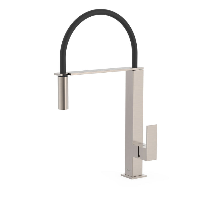 TRES 00648701AC COCINA Grifo Monomando con Caño Flexible Fregadero Color Acero