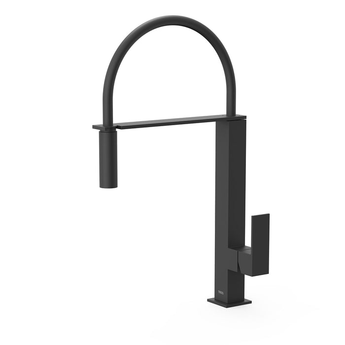 TRES 00648701NM COCINA Grifo Monomando con Caño Flexible Fregadero Color Negro Mate