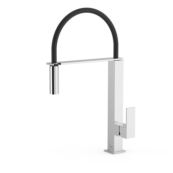 TRES 00648701 COCINA Grifo Monomando con Caño Flexible Fregadero Color Cromo