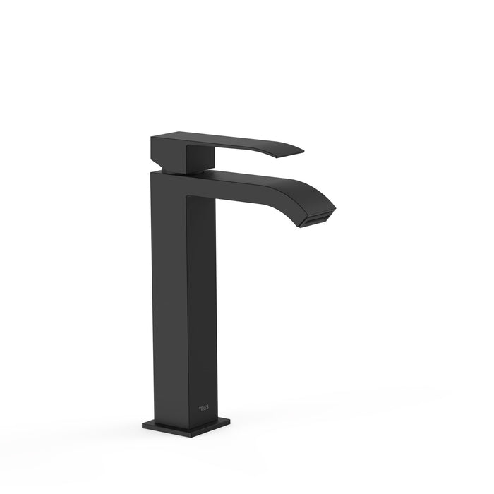 TRES 00661001NM CUADRO Grifo Monomando Caño Alto para Lavabo Color Negro Mate