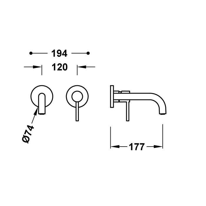 TRES 26230021GR STUDY Pieza Vista para Cuerpo Empotrado De Lavabo Color Grafito