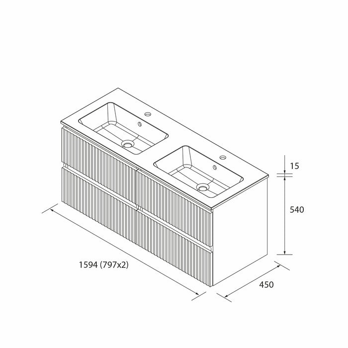 SALGAR 121752 KIRA Mueble+Lavabo VILNA 160cm Blanco Mate