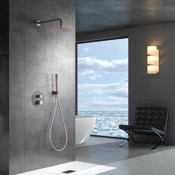 IMEX GTD038/GC LINE Conjunto de Ducha Empotrado Termostático Gris Champagne