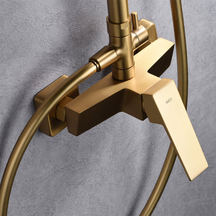 IMEX BDAR025/OC ART Conjunto Ducha Monomando Oro Cepillado