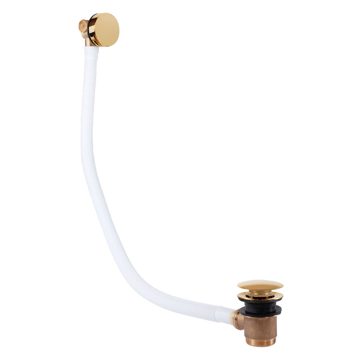 TRES 03453430OR COMPLEMENTOS DE GRIFERÍA Válvula De Desagüe Redondo Click-Clack y De Llenado con Rebosadero para Bañera Oro 24K
