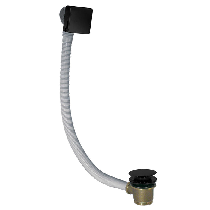 TRES 03453440NM COMPLEMENTOS GRIFERÍA Válvula Desagüe Cuadrado Click-Clack y Llenado con Rebosadero para Bañera Negro Mate