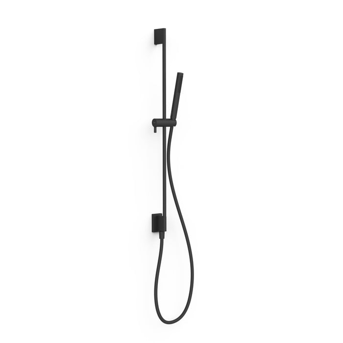 TRES 03493101NM COMPLEMENTOS DE DUCHA Conjunto De Barra De Ducha con Toma De Agua A Pared Color Negro Mate