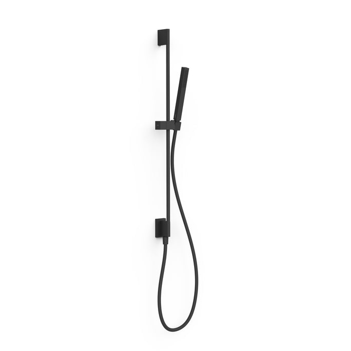 TRES 03493201NM COMPLEMENTOS DE DUCHA Conjunto De Barra De Ducha con Toma De Agua A Pared Color Negro Mate