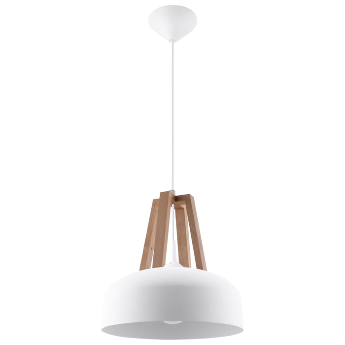SOLLUX SL.0388 Lámpara Colgante CASCO Blanco Madera Natural