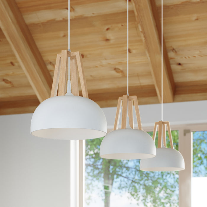 SOLLUX SL.0388 Lámpara Colgante CASCO Blanco Madera Natural