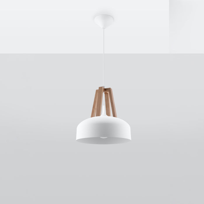 SOLLUX SL.0388 Lámpara Colgante CASCO Blanco Madera Natural