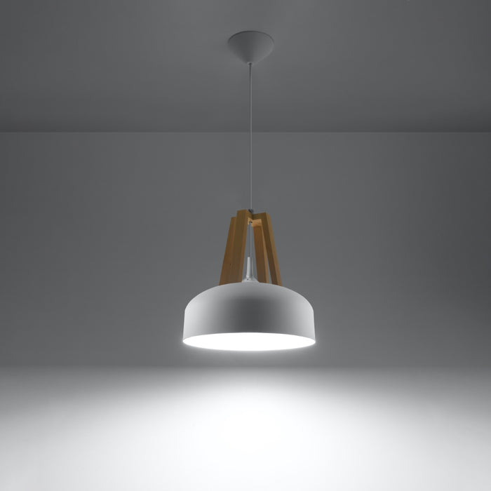 SOLLUX SL.0388 Lámpara Colgante CASCO Blanco Madera Natural