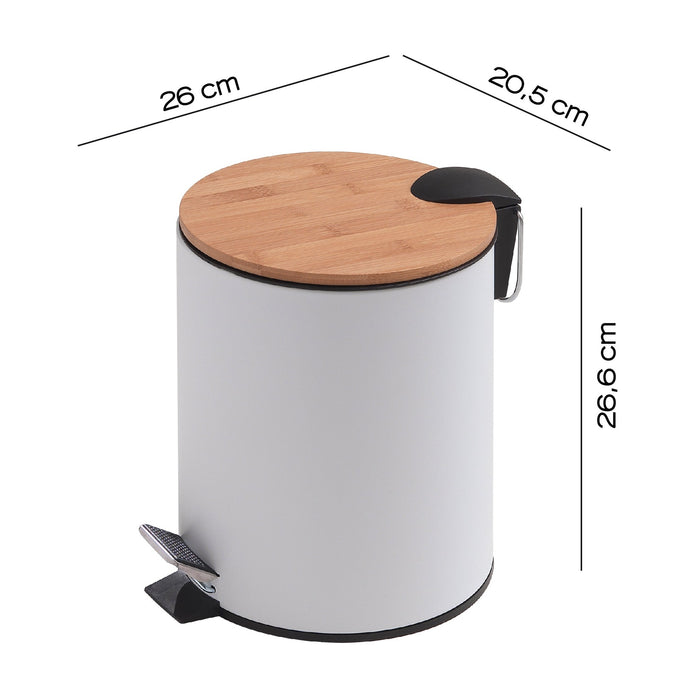 GEDY 14094000000 KENTA Papelera Caída Amortiguada 5 Litros Natural-Blanco Mate