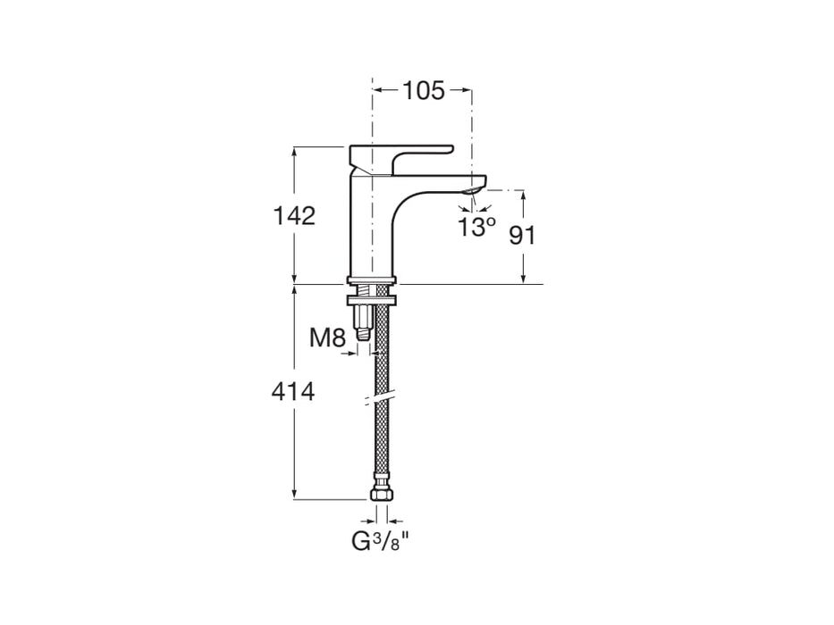 ROCA A5A3K09NB0 L20 Grifo Monomando Lavabo Negro Mate