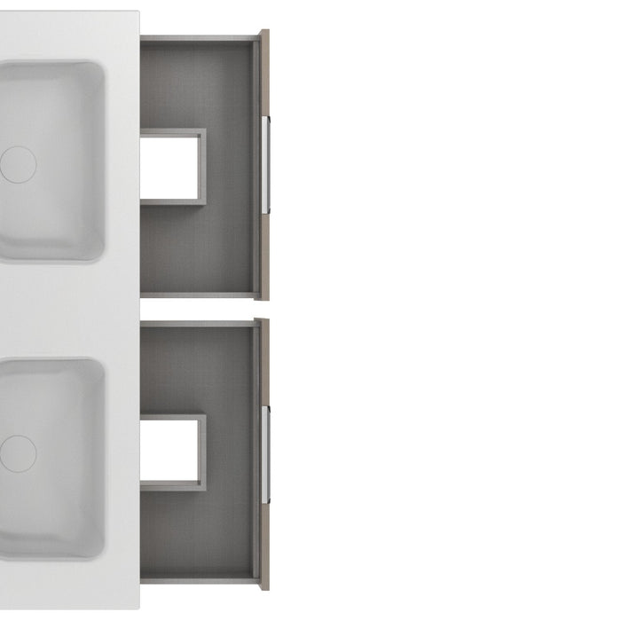 AMIZUVA C0073826 SUKI Mueble de Baño con Lavabo 6 Cajones 120 cm Fumé Arenado