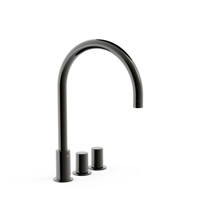 TRES 06110501KM STUDY Grifo Bimando De Repisa para Lavabo Color Negro Metalizado