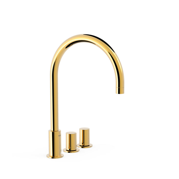 TRES 06110501OR STUDY Grifo Bimando De Repisa para Lavabo Color Oro 24K