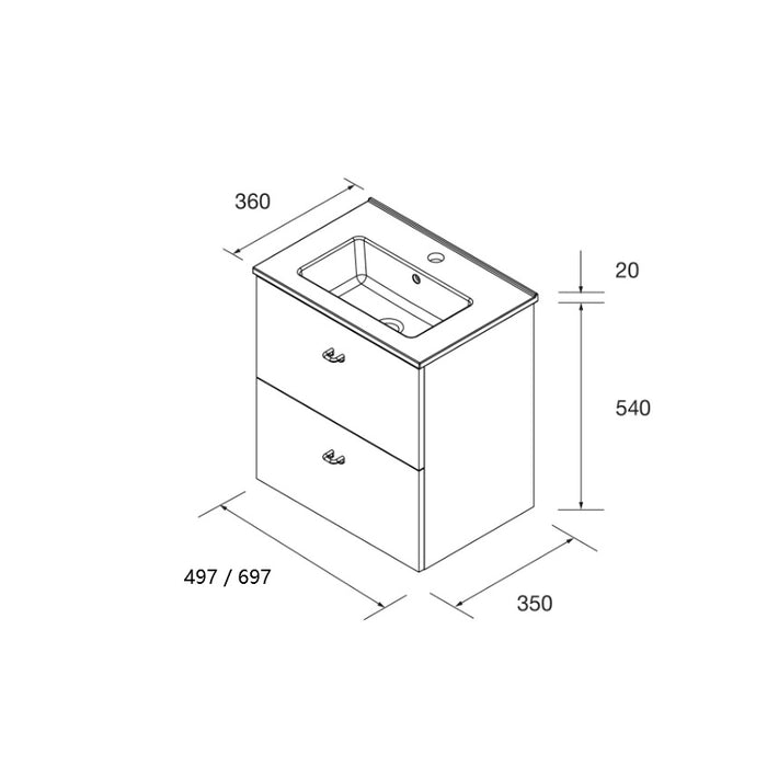 SALGAR INARA Mueble+Lavabo 2C Fondo Reducido Blanco Mate