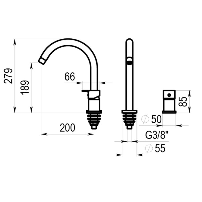 PRESTO 4655350 Aroha batería lavabo curvo Cromo