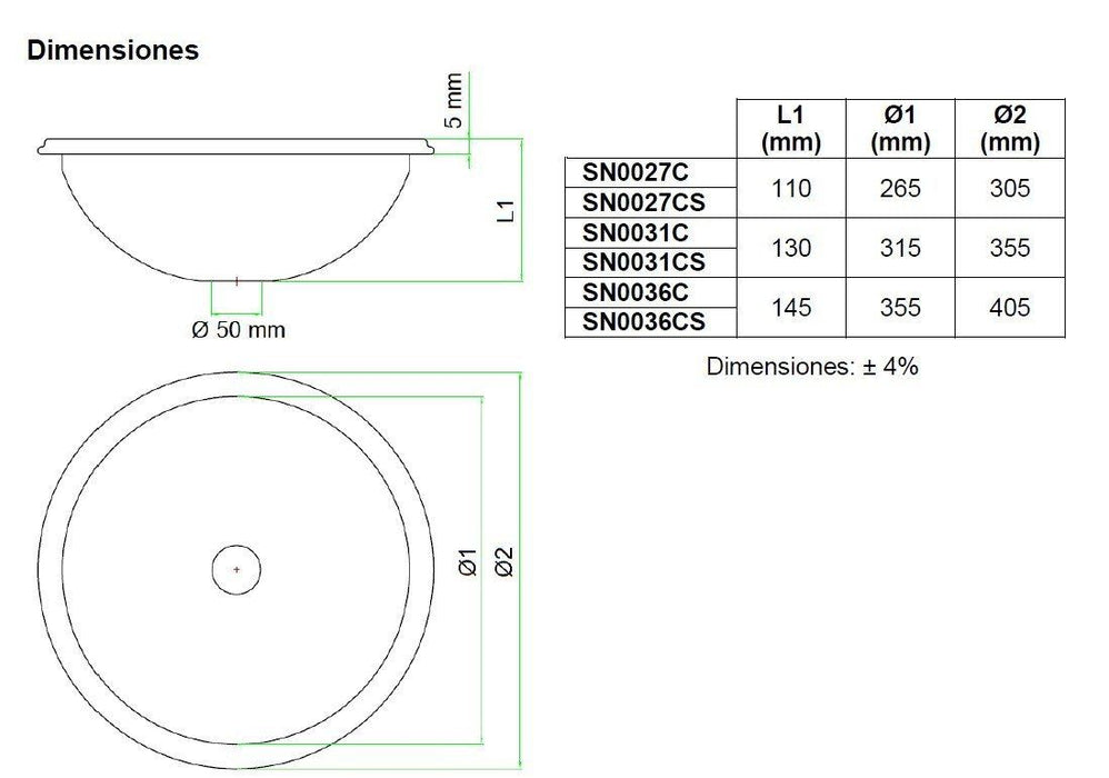 MEDICLINICS SN0036C Lavabo Encastre Inoxidable Brillo