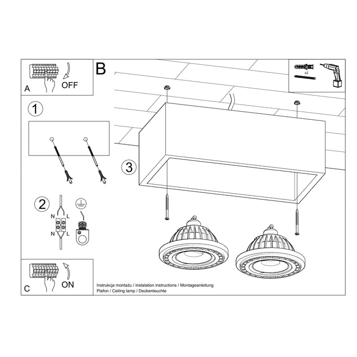 SOLLUX SL.0884 Lámpara de Techo QUATRO 2 Hormigón