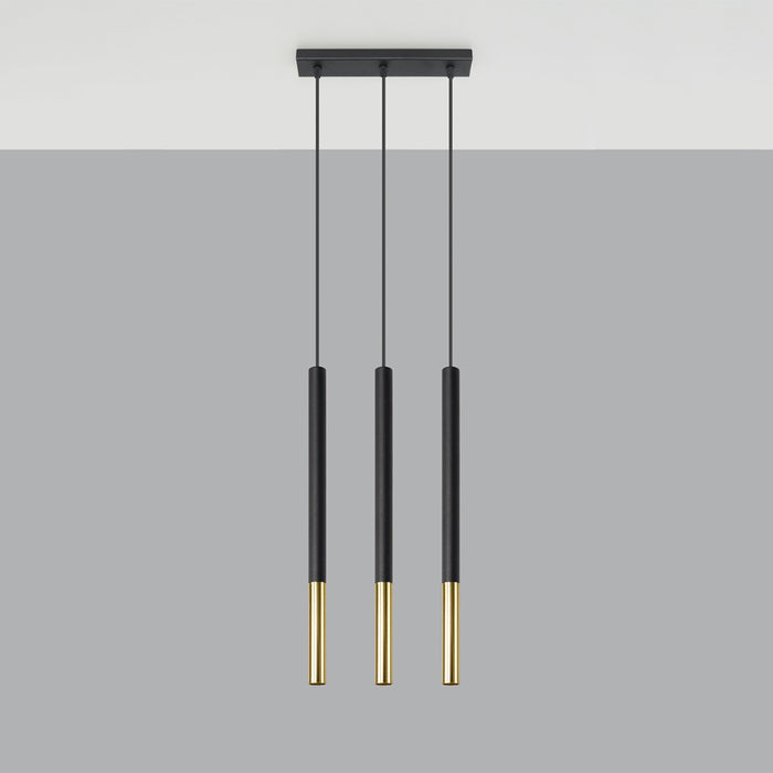 SOLLUX SL.0892 Lámpara Colgante MOZAICA 3L Negro Dorado