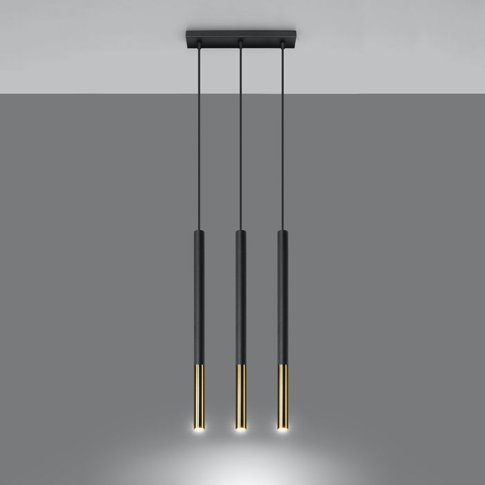 SOLLUX SL.0892 Lámpara Colgante MOZAICA 3L Negro Dorado