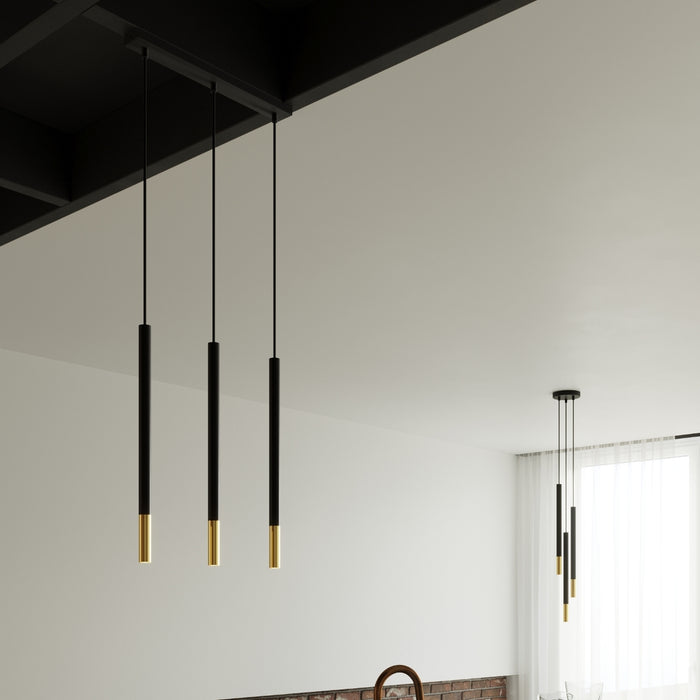 SOLLUX SL.0893 Lámpara Colgante MOZAICA 3P Negro Dorado