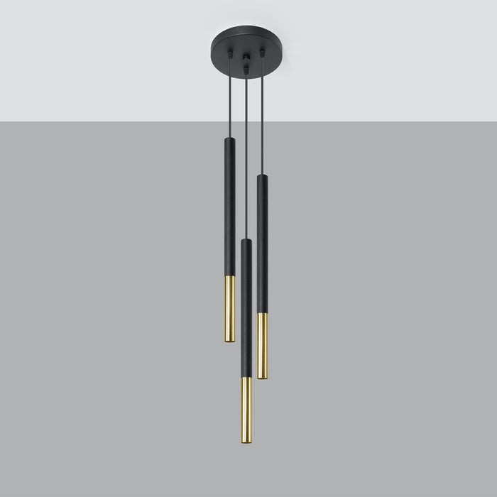 SOLLUX SL.0893 Lámpara Colgante MOZAICA 3P Negro Dorado