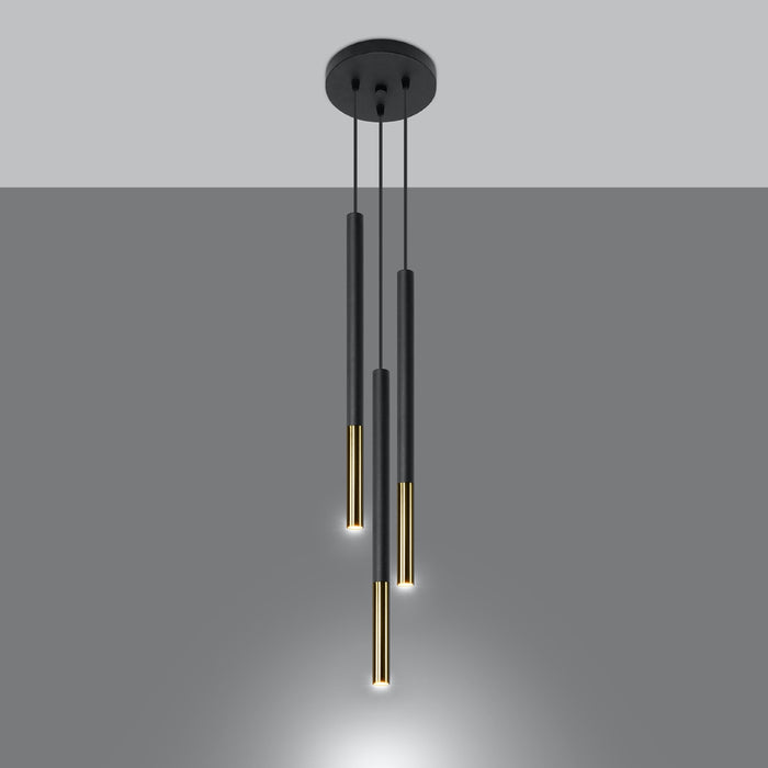 SOLLUX SL.0893 Lámpara Colgante MOZAICA 3P Negro Dorado