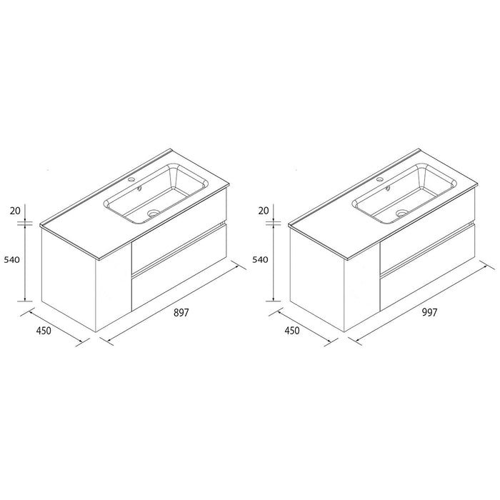 SALGAR BEQUIA Mueble de Baño con Lavabo 2 Cajones 1 Puerta Izquierda Roble África