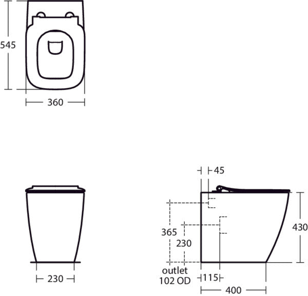IDEAL STANDARD T458101 LIFE B Taza BTW sin Cisterna sin Tapa Blanco