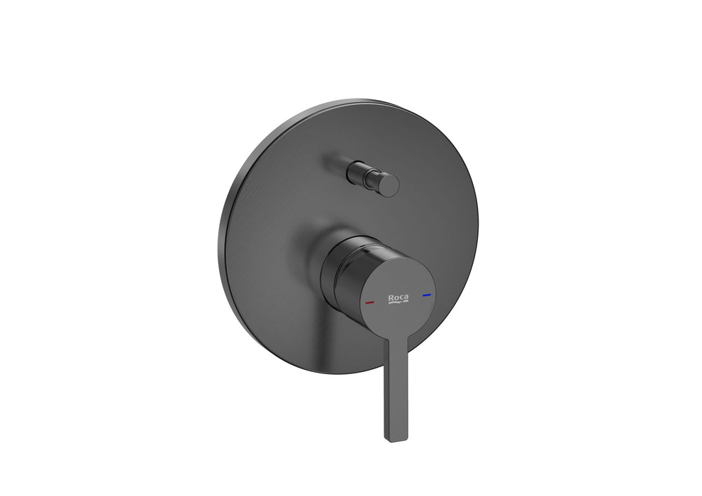 ROCA A5A0B96NM0 NAIA Grifo Monomando Empotrable para Baño-Ducha con Inversor Automático Negro Titanio Cepillado