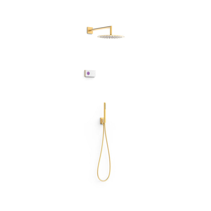 TRES 09286558OM SHOWER TECHNOLOGY Kit de Grifo Termostático Electrónico Empotrado de 2 Vías Blue Edition Ducha Oro Mate 24K