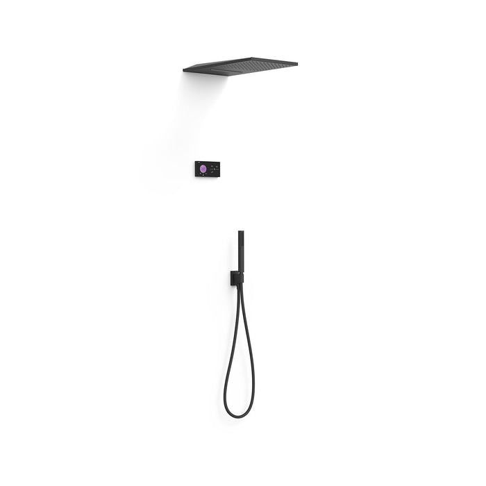 TRES 09288308NM SHOWER TECHNOLOGY Kit Grifo Termostático Electrónico Empotrado 3 Vías Shower Technology para Ducha Negro Mate
