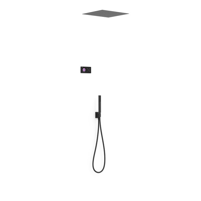 TRES 09288552NM SHOWER TECHNOLOGY Kit Grifo Termostático Electrónico Empotrado 2 Vías Shower Technology para Ducha Negro Mate