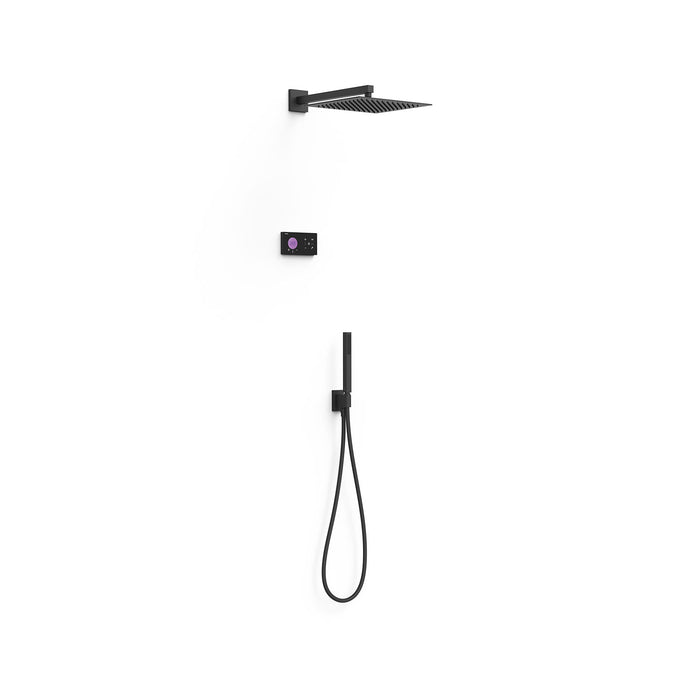 TRES 09288563NM SHOWER TECHNOLOGY Kit Grifo Termostático Electrónico Empotrado 2 Vías Shower Technology para Ducha Negro Mate
